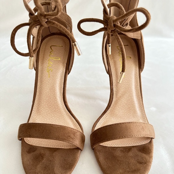 Camel Faux Suede Ankle Strap Heels - Picture 12 of 16